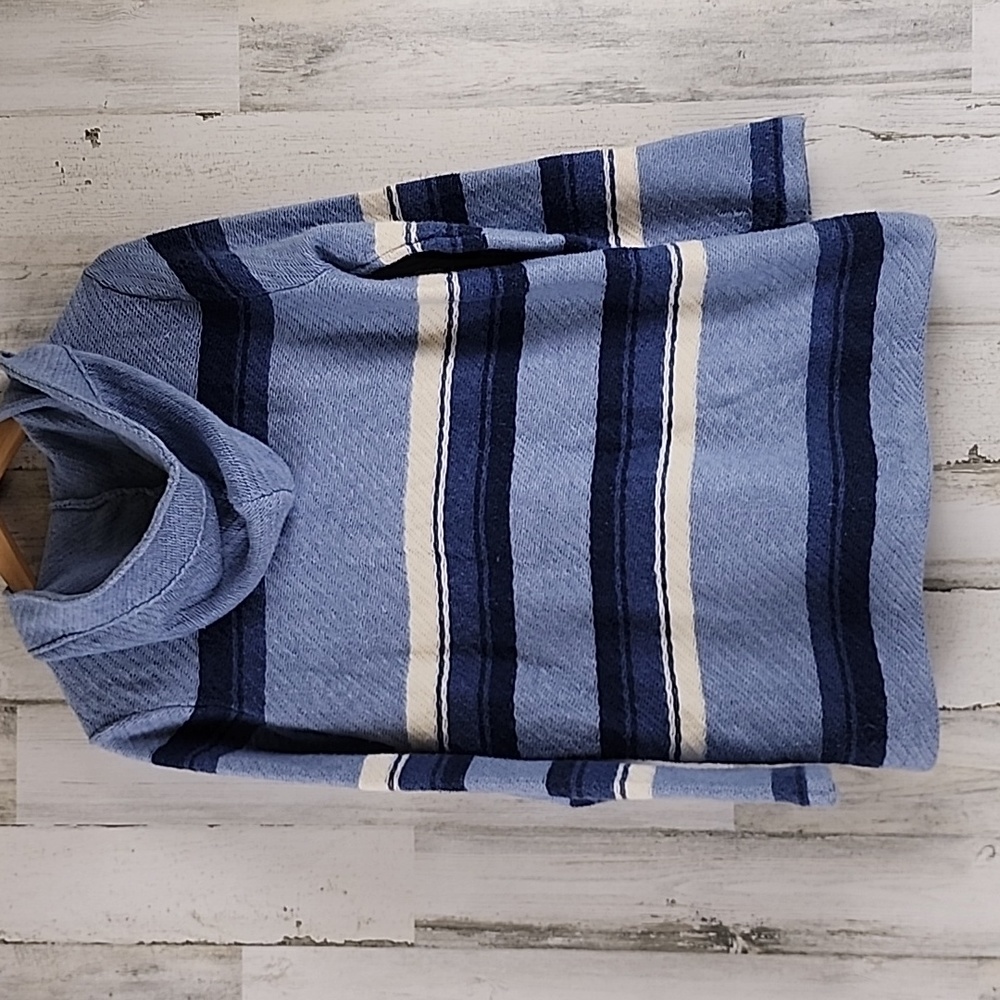 Chaps Denim blue striped hooded cardigan with toggle buttons coastal Size Medium - Picture 5 of 8